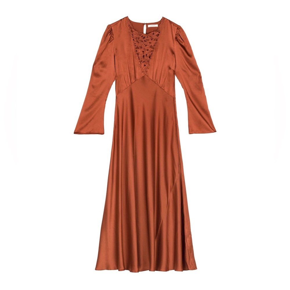 NWT DÔEN Melinda Embroidered Silk Midi Dress in Earthen - Picture 12 of 16